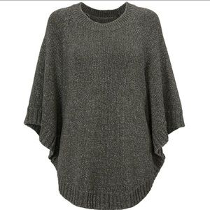 Cabi Shimmer Poncho Sweater, Small, Fall 2021, Removable Collar￼, Dark Grey